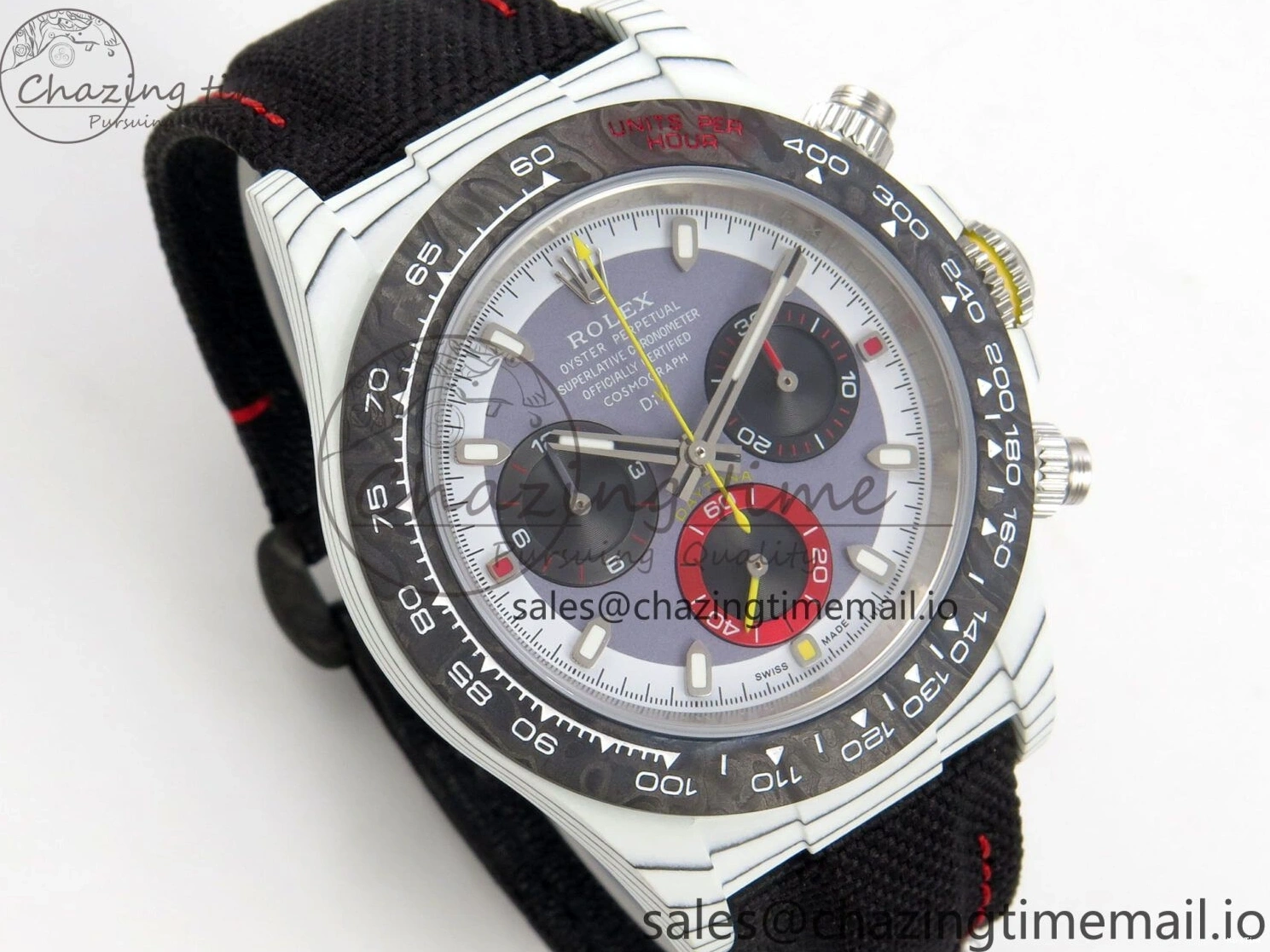MiroTime 0227 Daytona DIW Carbon Case and Bezel DIWF Edition Grey White Dial on Black Nylon Strap A AllSeason 72